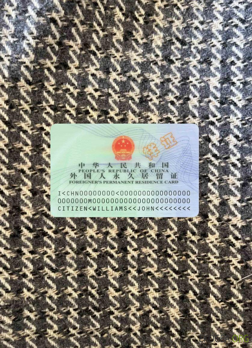 Photolook de la carte de séjour en Chine RETOUR